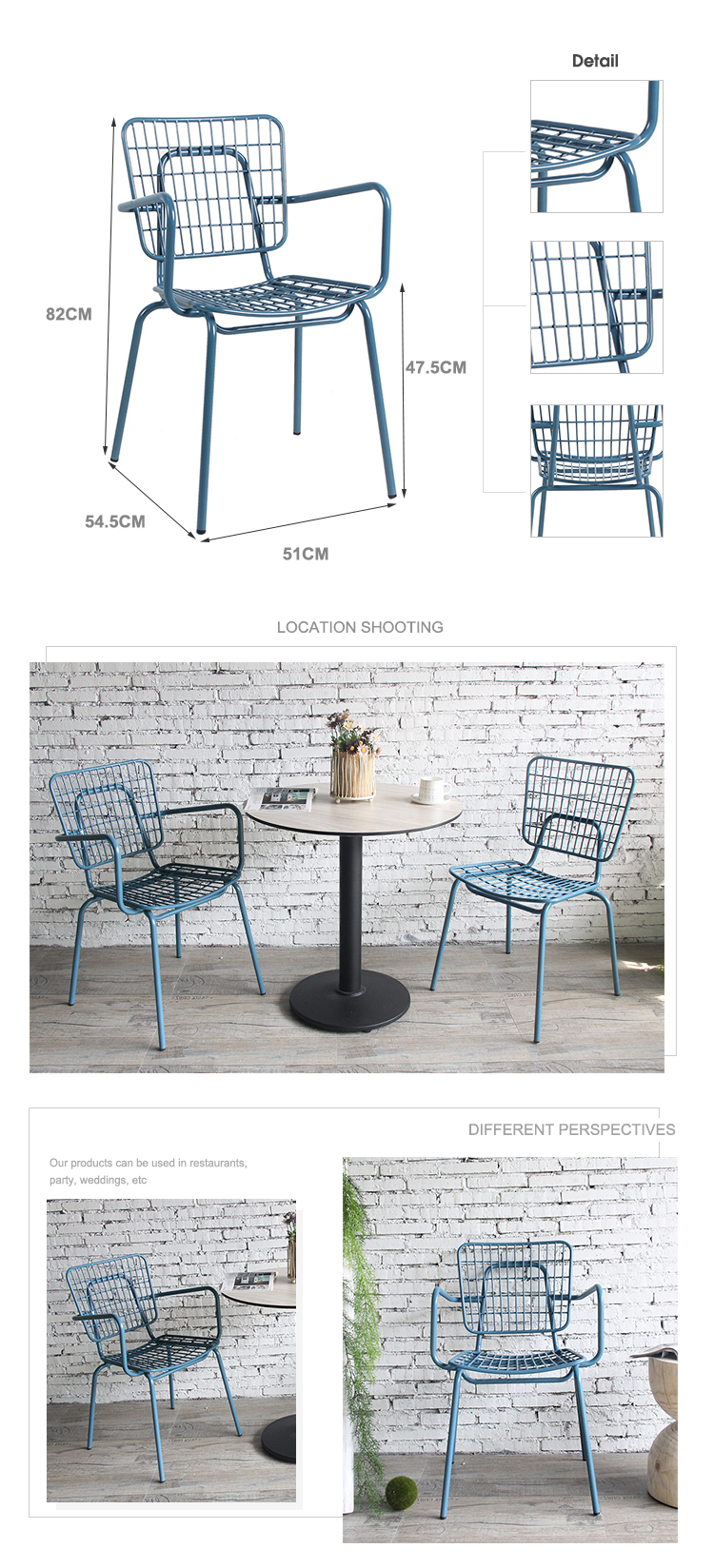 Antik järnindustriell Bertoia Garden Restaurant Wire Dining Chair