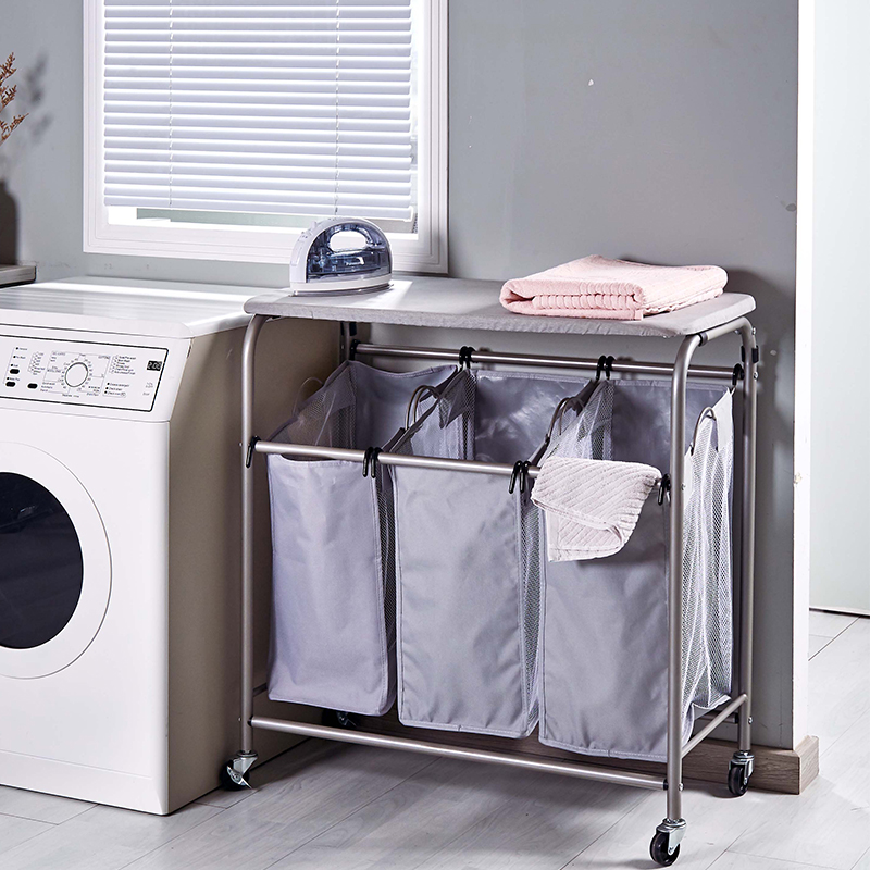 Laundry Sorter Cart with Ironing Board,Laundry Hamper Sorter with