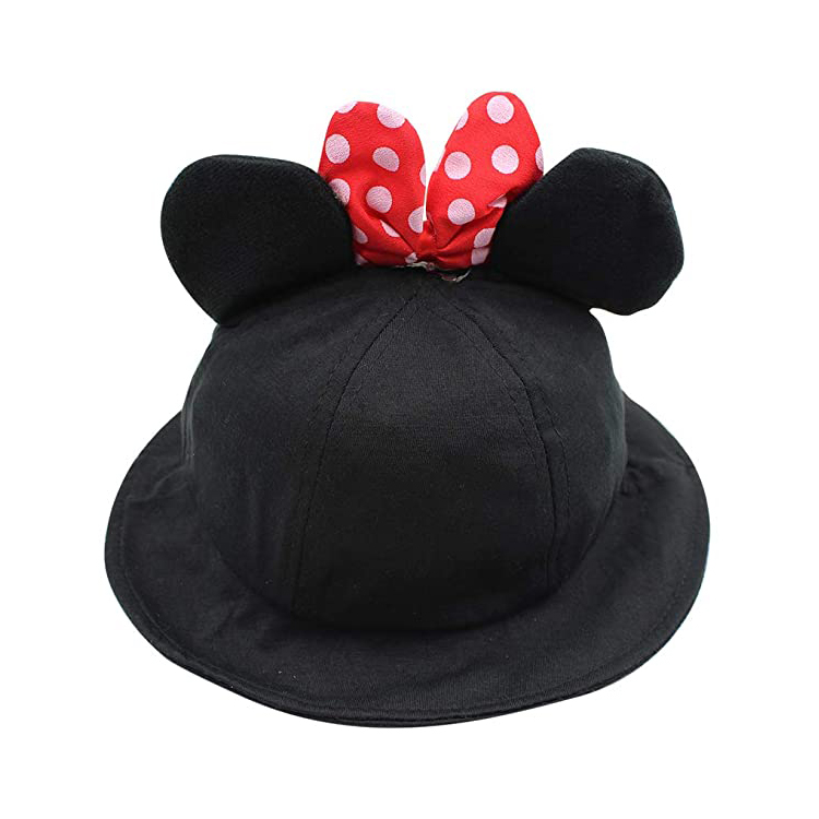 Cute Frog Mouse Ear Bucket Hat Wide Brim Sun Protection Hat Funny Summer Packable Fisherman Cotton Hat for Kids Toddler