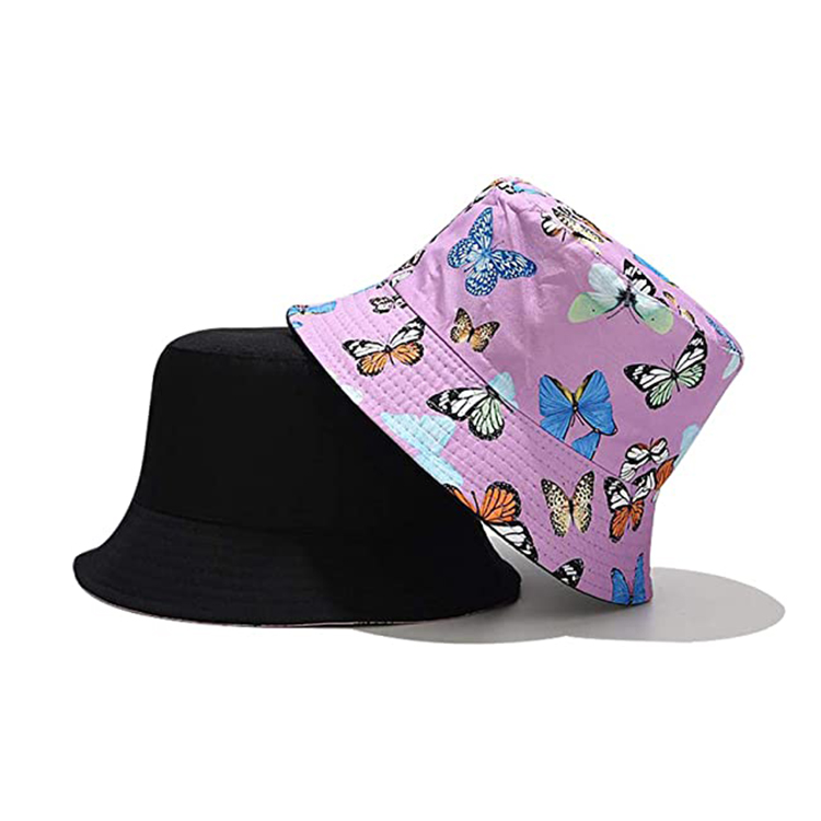 Bucket Hats Cotton Beach Sun Hat for Women Summer Travel Outdoor Reversible Cap Double Sides Wear