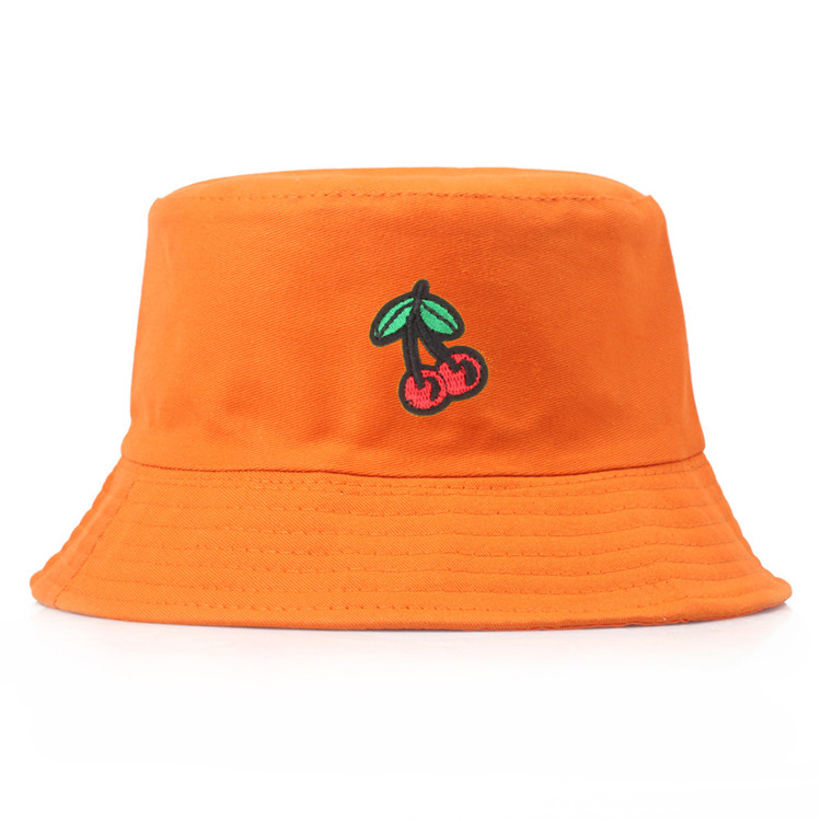 Cherry embroidery Bucket Hat for Men Summer Travel Bucket Beach Sun Hat Embroidery Outdoor Cap for Men Women