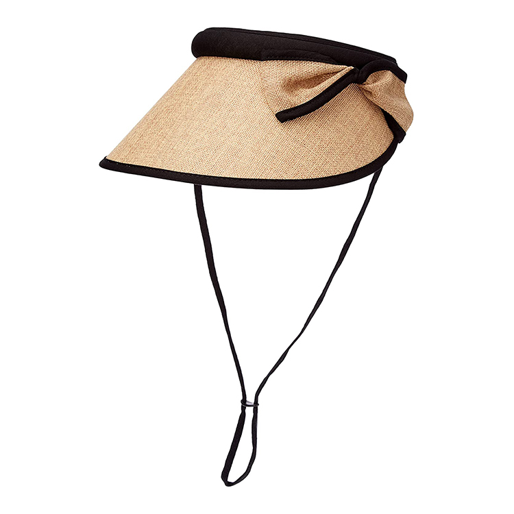 Straw Visor Hats for Women, Foldable Wide Brim Roll-up Beach Ponytail Hats Sun Protection for Golf