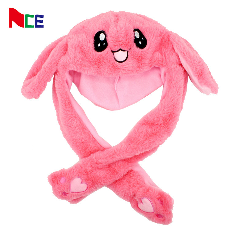 Glowing Ear Moving Jumping Rabbit Hat Animal Hat Pop Up Ears Plush Bunny Hat Cap for Women Girls