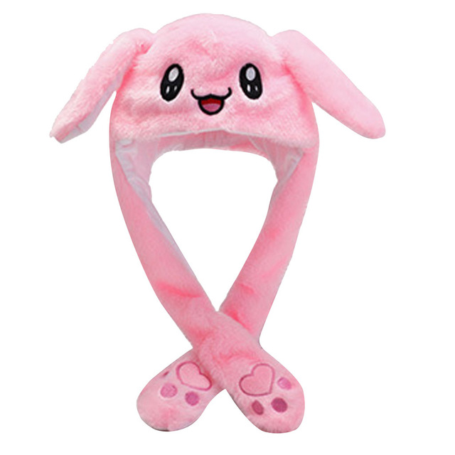 Glowing Ear Moving Jumping Rabbit Hat Animal Hat Pop Up Ears Plush Bunny Hat Cap for Women Girls