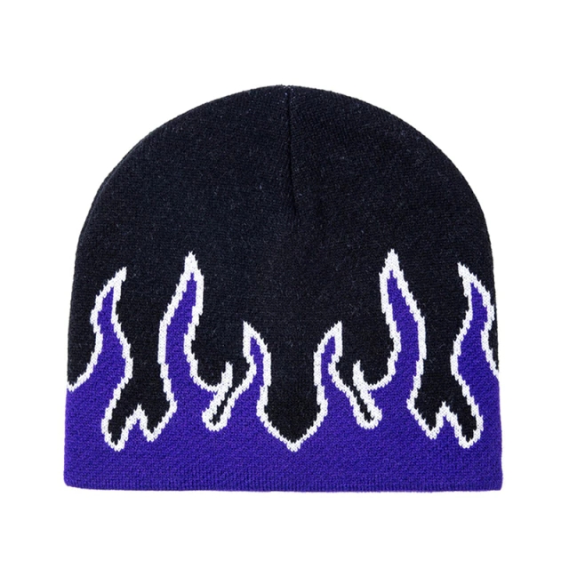 New Hot Fashion Brand Unisex Fire Design Street Dance Trend Hip Hop Knitted Soft Wear Bonnet Beanie Hat