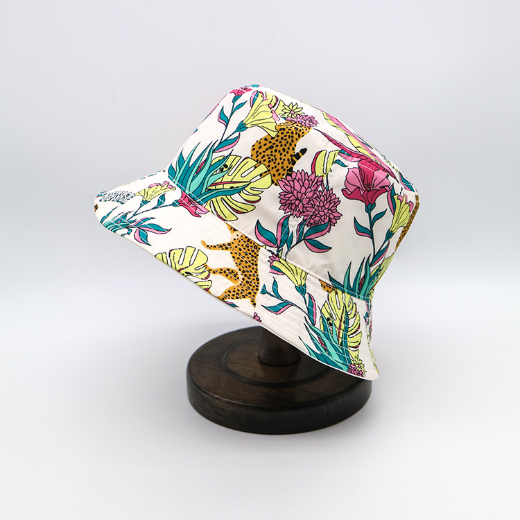 Unisex Print Bucket Hat, Polyester 100% Summer Travel Fisherman Cap, Foldable Beach Sun Hat