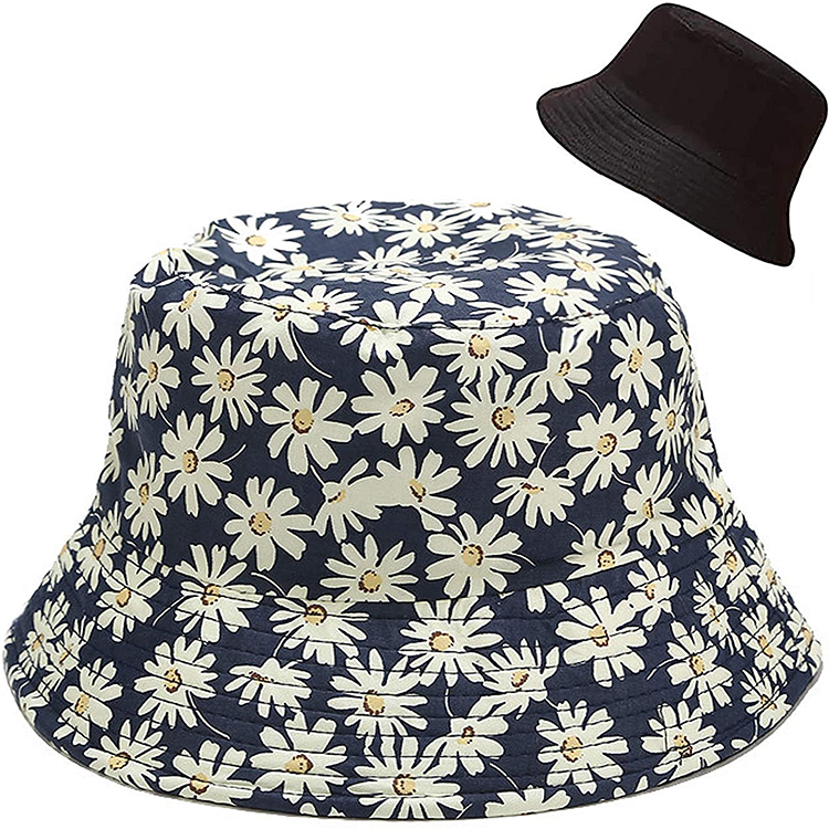 Printing Bucket Hat Reversible Both Sides Wear Summer Travel Beach Sun Hat Outdoor Hat for Women and Men
