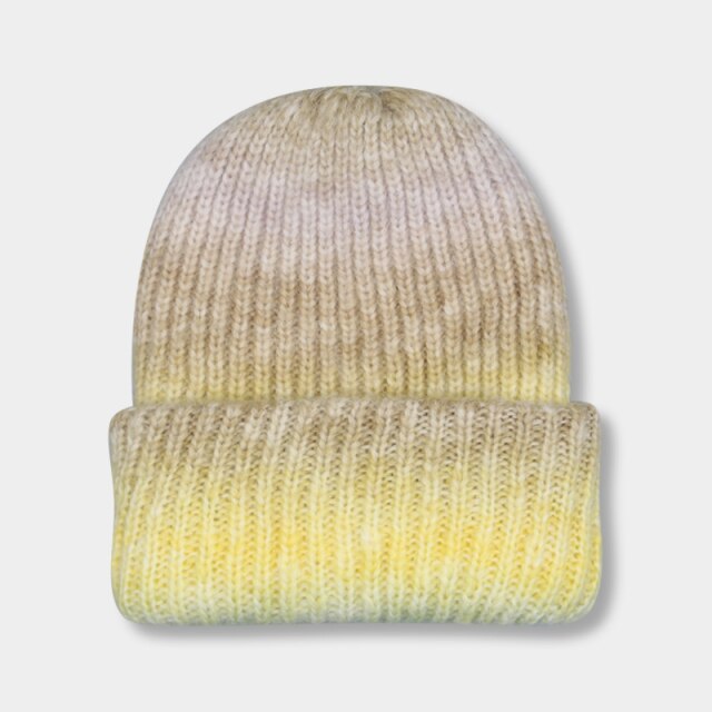 Beanie Hats for Women Winter Hat Tie Dye Gradient Color Keep Warm Outdoor Ladies Flexible Thick Winter Hat