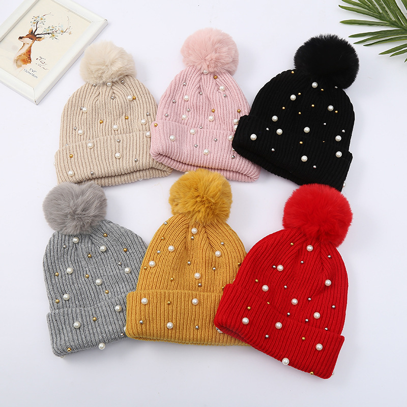 Womens Beanie Winter Hat - Warm Polyester Knit Hats - Soft Stretch Thick Cute Knitted Cap for Cold Weather
