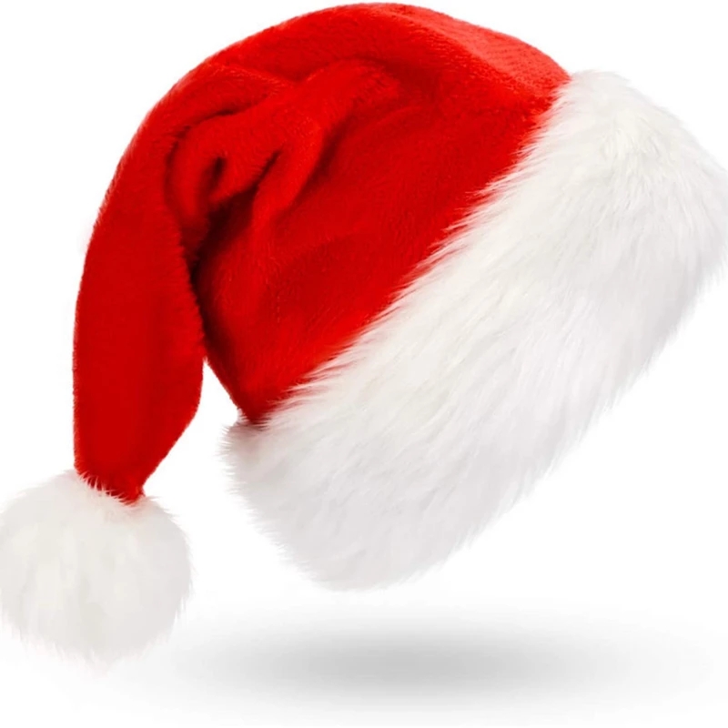 Christmas Hat, Santa Hat, Xmas Holiday Hat for Adults , Unisex Velvet Comfort Christmas Hats Extra Thicken Classic Hat