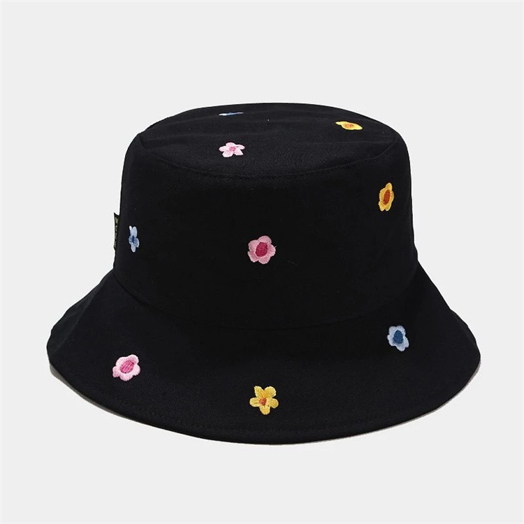 Cotton flower embroidery Bucket Hat Fisherman Hat outdoor travel hat Sun Cap Hats for Men and Women