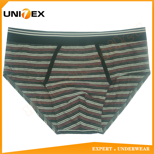 Customized Comfortable Sexy Stripe Yarn Dyed Cotton Fabric Man's Briefs Male Underwear Hot Sale