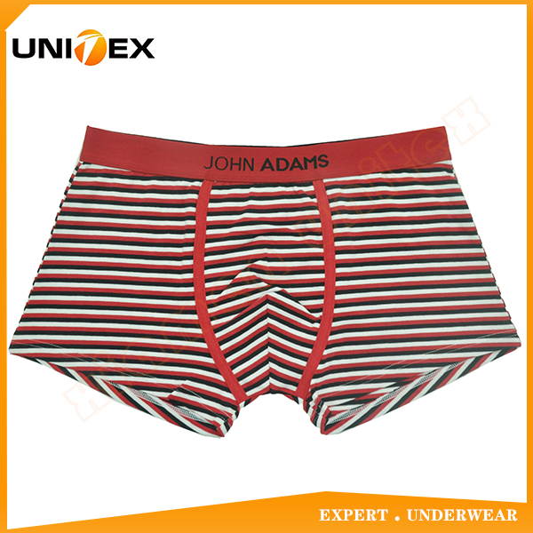 Custom Logo Elastic Jacquard Professional Customized Stripe Yarn Dyed Fabric Men's Boxer Shorts Binding Underwear